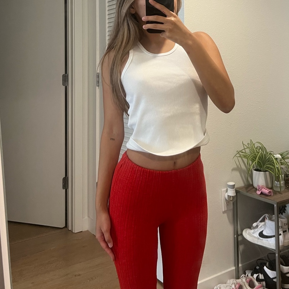 Urban Outfitter Red Ribbed Flare Pants - Picture 1 of 3